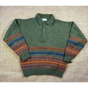 Vintage United Colors of Benetton Womans Shetland Wool Fair Isle Sweater Italy